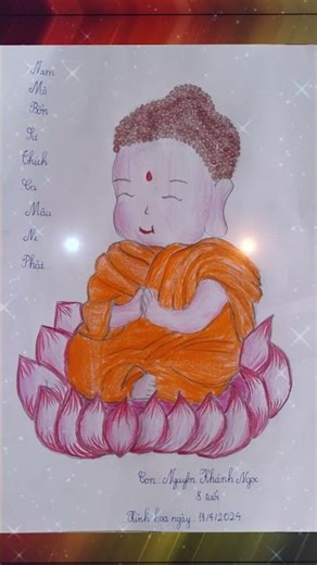 Vẽ Tranh Thích Ca Mâu Ni Phật | Khánh Ngọc 8 tuổi | Cộng Đồng Địa Tạng Bồ Tát#kenhnhanqualuanhoi