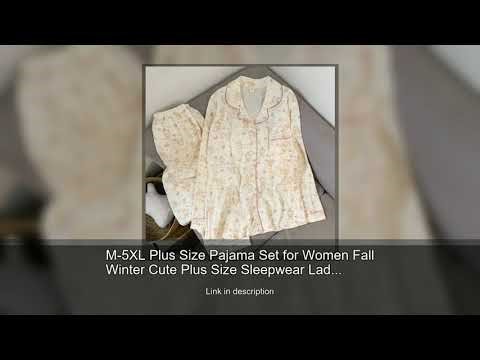 M-5XL Plus Size Pajama Set for Women Fall Winter Cute Plus Size Sleepwear Ladies Comfortable Lo