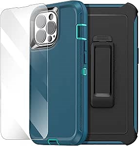 AICase Belt-Clip Holster Case for iPhone 14 Pro Case (6.1") with Glass Protector,Heavy Duty Drop Protection Full Body Rugged Shockproof/DustProof Military Grade Tough Durable Cover for iPhone 14 Pro
