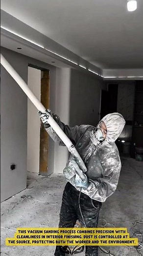 Vacuum Sanding Ceiling Surface using Dustless Power Tool – Good Tools and Machinery in Daily Work