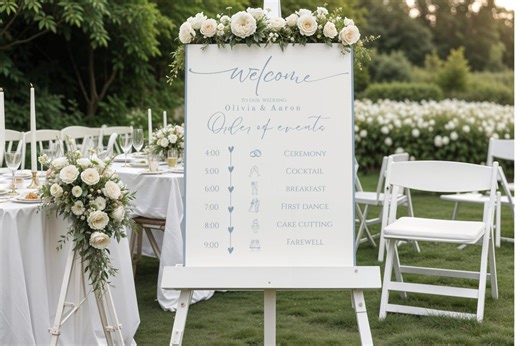 Dusty Blue Wedding Order of Events Sign Template, Editable Timeline (digital Download) - Etsy