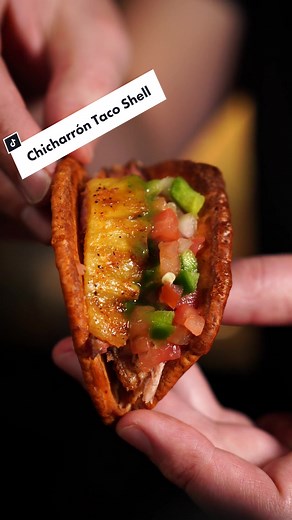 Chicharron Taco Shell 🐷🌮 Since people are loving the viral Chicharron and Guacamole recipe, I decided to take it one step further and create a taco shell using crispy pig skin. The results were amazing!! I salted the skin overnight to dry out and then I baked them at 325°F for about 2 hours. Watch them closely because the time to cook can be different. This recipe was easy and one of the tastiest things I’ve ever made!🔥 #chicharron #chicharon #chicharrones #guacamole #guac #taco #keto #ketodi