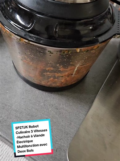 SPZTJK Robot Culinaire 3 Vitesses -Hachoir à Viande Électrique Multifonction avec Deux Bols (Acier Inoxydable & Verre) et Lames - Idéal pour Hacher Légumes, Ail, Salade et Préparer Purées pour Bébé #cuisine #recette #legume #maman #ramadan