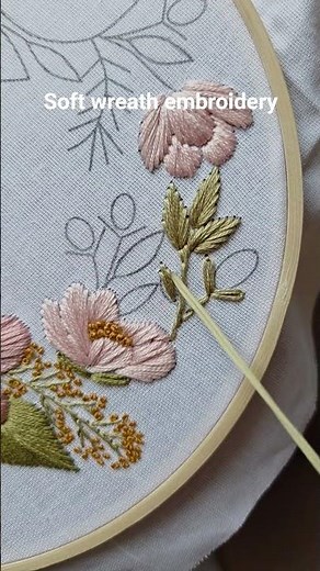 Beautiful Soft wreath PDF pattern + full video tutorial🌸 #embroidery #tutorial #diy #handmade #craft