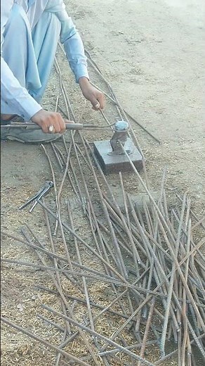 Powerful Hammer Strike 🔨 | Rebar Cutting by Hand | Mason’s Hard Work