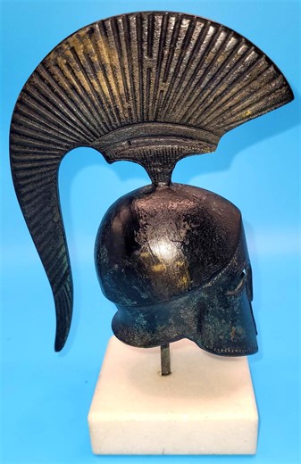 Vintage Bronze Patina Mini Helmet Sculpture on Stone Base – Classical Greek Roman Style Ornament - Etsy