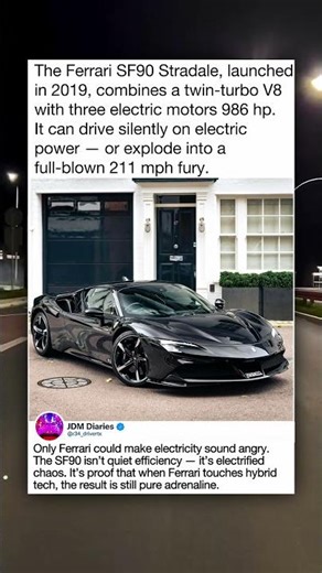 The Ferrari SF90 Stradale, launchedin 2019, combines a twin turbo V8