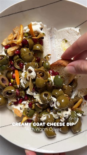 The warm goat cheese dip that everyone crowds around at every party - topped with olives and gone in minutes 🧀 Drop RECIPE below for the full recipe 👇 https://www.foodbymaria.com/creamy-goat-cheese-dip/ #GoatCheeseDip #HolidayAppetizer #WarmDip | Foodbymaria