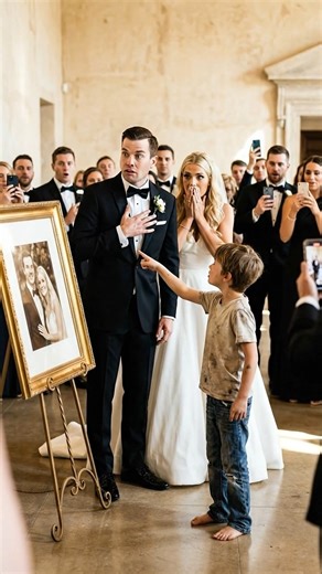 I was leaving my charity gala when a barefoot boy pressed his face to my wedding portrait and whispered, “That’s my mom.” I laughed—until he pointed at my bride and said, “She warned me to stay quiet… or you’d hate me.” My chest went numb. “What’s your name?” I asked. He swallowed. “Noah. And she’s been hiding me for ten years.” In that moment, my perfect life started breaking apart. I was exiting my charity gala when a barefoot boy stood motionless in front of a framed wedding photo and murmure