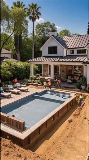 Watch how this pool is built!! #building #house #timelapse