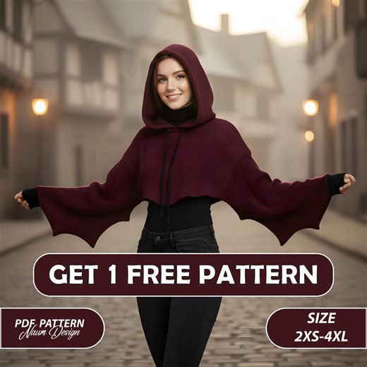 Batwing Hooded Shawl Pattern Digital Download Modern Oversized Wrap Knit Sewing PDF - Etsy