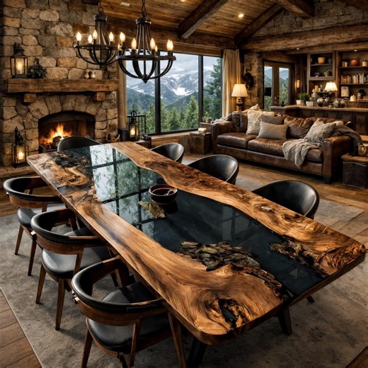 Handmade Live Edge Walnut Epoxy River Dining Table – Luxury Modern Solid Wood Table, Custom Resin Dining Table - Etsy