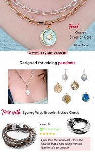 🤸‍♀️ Claim your Free Necklace...perfect for layering and designed for adding pendants...your style your way 💃 🛍 👉🔗 Shop the offer at https://www.lizzyjames.com/collections/the-collections - Add a pendant from our Necklace Pendant Collection 👉 https://www.lizzyjames.com/collections/pendants - Adjustable silver or gold chain from 16-18 inches | Lizzy James Inc