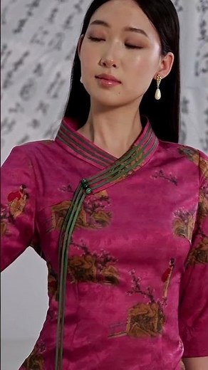 Elegant Mandarin Collar Cheongsam Qipao Dress with Back Slit – Perfect for Formal & Cultural Events