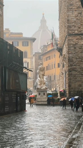 Even in the rain, Florence shines. The wet stones of Piazza della Signoria reflect centuries of art and stories. People pass with umbrellas, yet Hercules and Cacus stand still — eternal guardians of the city’s beauty. 🌧️🇮🇹 #Florence #PiazzaDellaSignoria #Tuscany #ItalyTravel #FlorenceRain #RenaissanceCity #VisitItaly #HeritanceItaly Anche sotto la pioggia, Firenze brilla. Le pietre bagnate di Piazza della Signoria riflettono secoli di arte e di storia. La gente passa con gli ombrelli, ma Erco