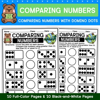 EARTH DAY COMPARING NUMBERS WITH DOTS ON DOMINOES | GREATER, LESS, EQUALE TO