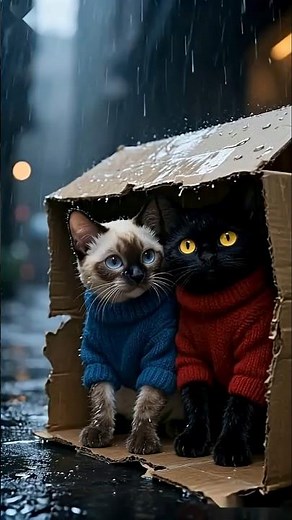 Gatos sob a Chuva do Adeus #gatos #short #diversão #fofura