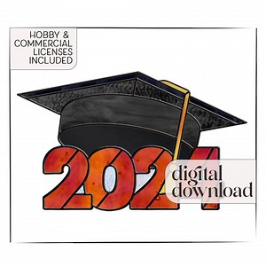 Stained Glass Graduation Cap Pattern: Class of 2024 Gift (digital Download)