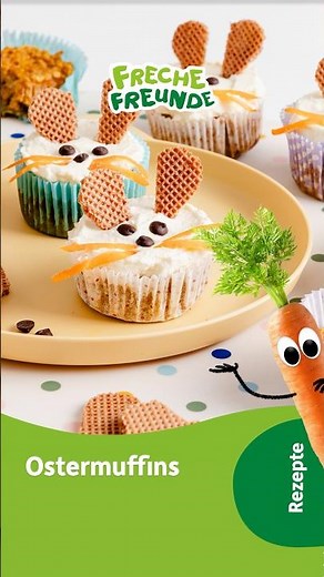 Lustige Ostermuffins | Einfaches Rezept zum Backen mit Kindern (Hasen-Muffins)