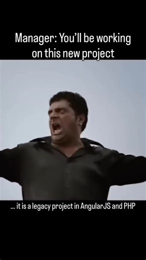 Will do by eod on Instagram: "When you get a new project on AngularJS and PHP. 😭 😭 #meme #reels #coding"