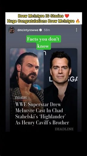 Huge News! Drew McIntyre Cast in 'Highlander' as Henry Cavill's Brother! #wwe #drewmcintyre #shorts