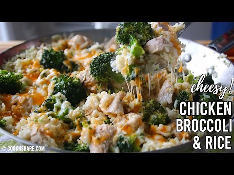 30 Minute Cheesy Chicken Rice and Broccoli One Pan