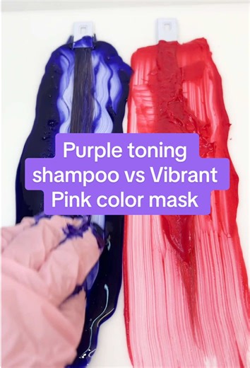 Purple toning conditioner vs Vibrant Pink color mask! 💜🩷 What’s the difference? 🤔 Our Greatest Of All Tones Blonde Conditioner is a toning product that minimizes yellow and brassy tones in blonde hair. The Vibrant Pink Color Pigment Refresher is a semi-permanent color mask that deposits a vibrant hot pink color that can last up to 20 washes. ✨ #pallure #toninghair #coloringhair