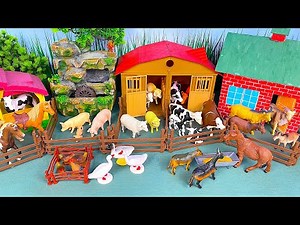 Farm Small World Diorama With Animals And Watermill | Cow Pig Horse