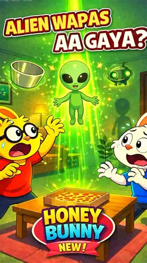Alien Wapas Aa Gaya?! 👽 Honey Bunny Pizza Phir Ud Gaya | Honey Bunny Toons Cartoon