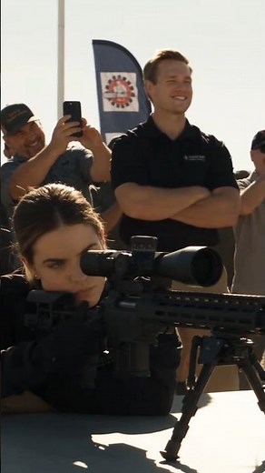 Five Shots Everyone had their phones raised before Olivia Bennet even touched the rifle #army #story
