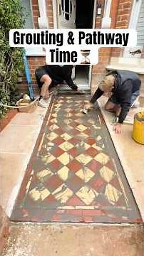 Grouting & Pathway Time⏳#landscaping #garden #grouting #path #pathway #diy