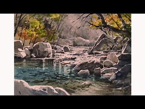 Waterclolr Painting, 계곡풍경2,풍경 수채화로 그림그리기,