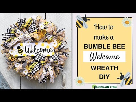 Spring BUMBLE BEE 'WELCOME' WREATH DIY DECOR | Mesh Bumblebee Daisy Wreath | Dollar Tree HOME Ideas