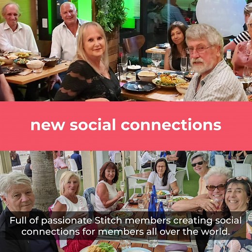 The fun begins at 50! Check out that new local cafe. Enjoy a night of live jazz. Visit the gallery. Take a scenic hike. With Stitch, you can join and host local activities and meet fun people that live in your area. There's an online community so you can stay in touch between events, and join online activities when you feel like staying in. ⭐️⭐️⭐️⭐️⭐️ "Stitch has honestly changed my life. Stitch has introduced me to so many friends and wonderful relationships that I can't say thank you enough. D