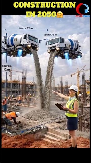 POV: Construction in 2050 Be Like| Flying Concrete Trucks🚀| CIVIL Share | #viral #trending #shorts