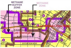 Methane Buffer Zone Map of Los Angeles