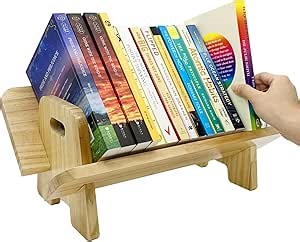 Couch-Style Desktop Bookshelf Organizer - Natural Wood Desk Top Bookshelf for Books, CDs, Magazines, Space-Saving for Home Office/Dorm (1, Oblong)