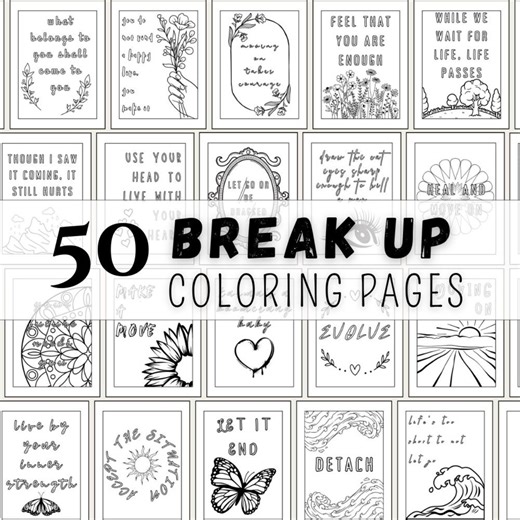 Break up Coloring Pages, Stress Relief Coloring, Printable Coloring Pages for Adults PDF, Big and Bold Easy to Print Simple Anxiety Mindful - Etsy