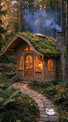 A Hidden Hobbit Cabin in the Forest || Magical Lite #shortsfeed #shorts #cozy #relax #cozynights