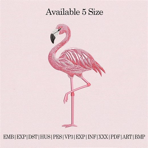 Flamingo Embroidery Design, Pink Flamingo Embroidery, Tropical Bird Embroidery Pattern, Simple Flamingo Embroidery, Beach Embroidery Design - Etsy
