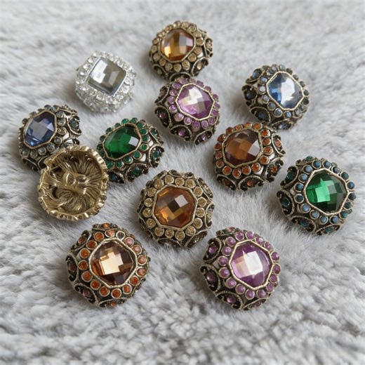 Vintage Metal Rhinestone Shank Buttons, Antique Gold Crystal Buttons, Large Gemstone Buttons for Coats Jackets Blazers, Luxury Sewing Trim - Etsy