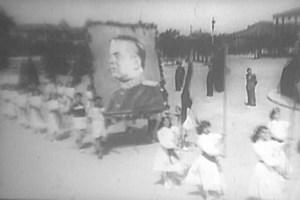 CIRCA 1960s - Albanian president Enver Hoxha endorses the Communist Party in 1944, a Communist parade in Albania's capital Tirana, ensues, footage from an American documentary in 1961.