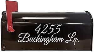 Custom Silver Mailbox Decals 12 inches x 4 inches Set of 2 Personalized House Numbers and Address Stickers for Outdoor Mailboxes Die Cut Vinyl Weatherproof