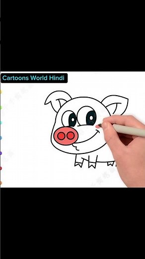 How to draw a proud little piglet_ Land animal video simple drawing #pibble #pudgy