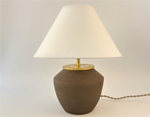 SECOND: Handcrafted Ceramic Table Lamp with Brass Hardware | Timeless Modern Farmhouse Style