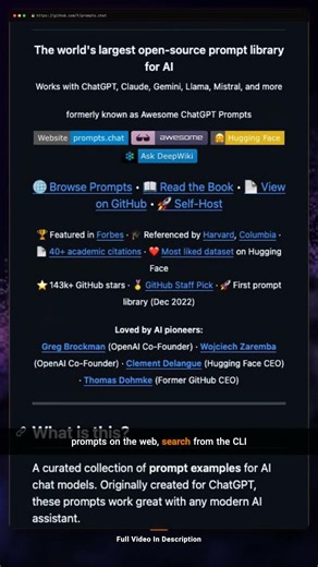 The World's Largest Prompt Library — 154k Stars 🔥 #prompts #AI #Shorts