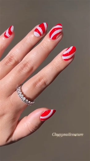 How to create candy cane nails. #classynailcouture #viralshort #trandingshort #ytshorts