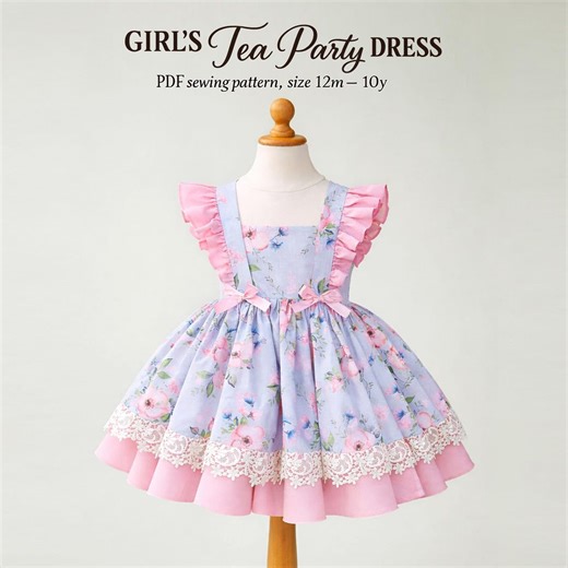 Tea Party Dress Sewing Pattern, Kids Easter Dress PDF - Etsy