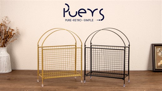 PUERSI Freestanding Magazine Holder – Modern Touch Handbag Design, Magazine Organizer Metal Rack for Books, Vinyl Record, Newspaper (Black)