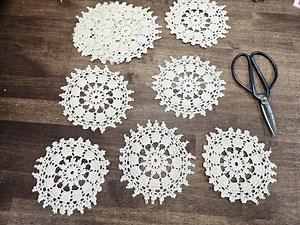 10 Ivory Crochet Lace Doilies: 4.5" Vintage Snowflake Craft Supply - Etsy